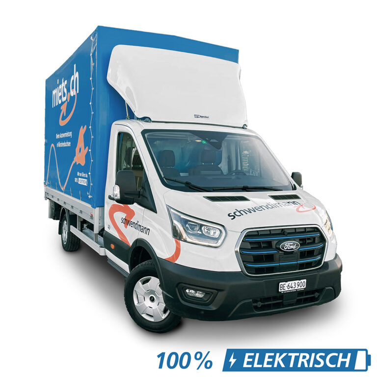 Elektrischer Lieferwagen E-Transit. 100 % Elektrisch. Mieten ab Münchenbuchsee. Mit Automatikgetrieben / Automatikschaltung