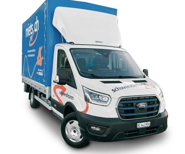 Elektrischer Lieferwagen E-Transit. 100 % Elektrisch. Mieten ab Münchenbuchsee. Mit Automatikgetrieben / Automatikschaltung